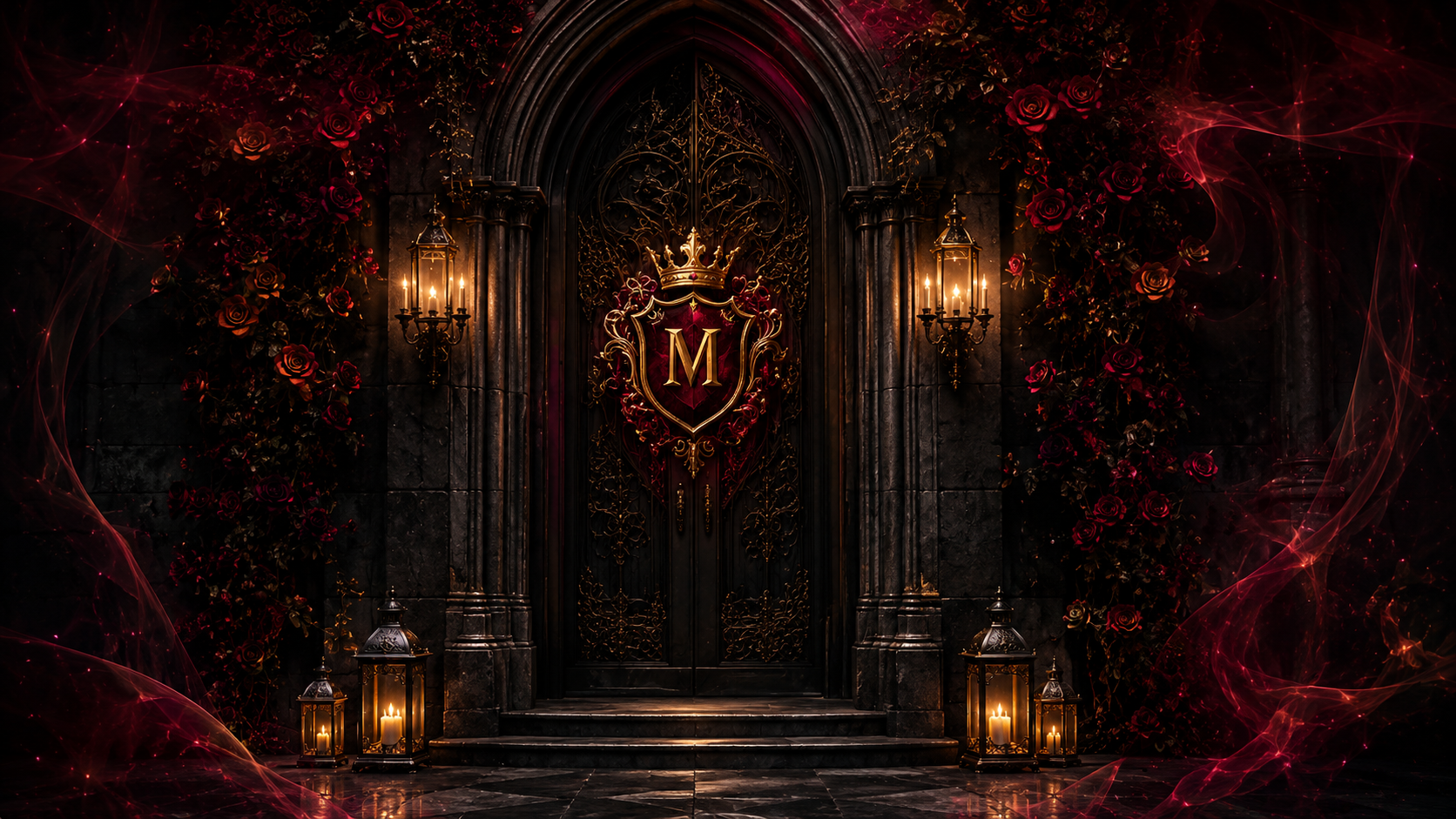 Rose-lit gothic general contact doorway