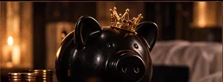 Black piggy-bank artwork for Pass the Piggy Fetish Game